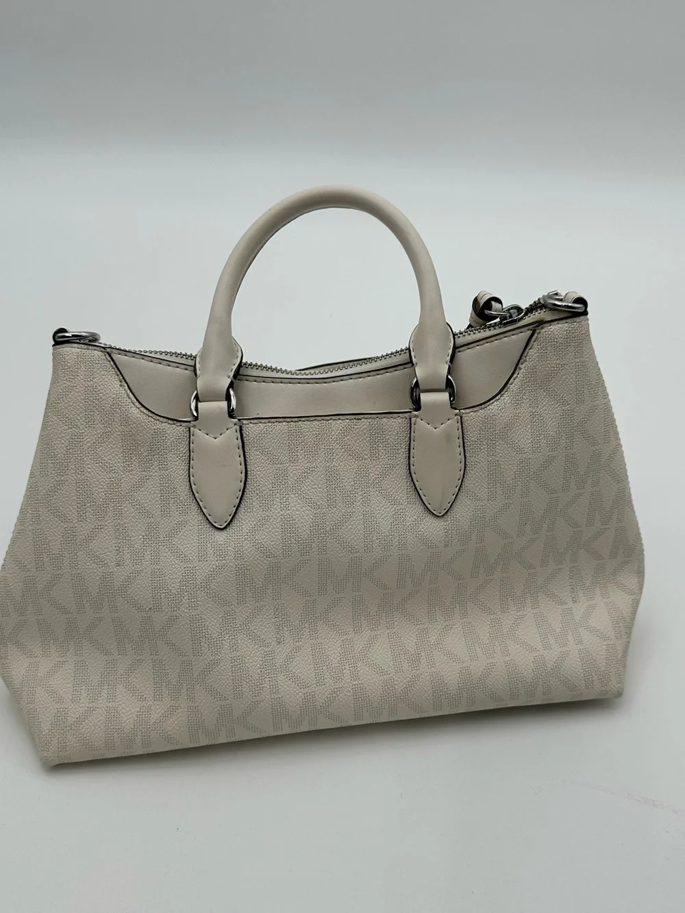 Michael Kors cream White Signature Logo Satchel